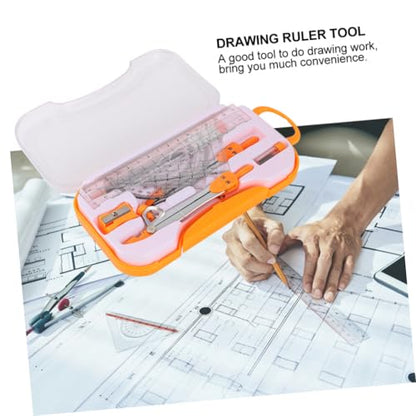 Metal Compass Drawing Tool Set 10pcs Geometry Ruler Kit for Students with Math Drawing Compasses Suitable for School Exams and Drafting Random Color