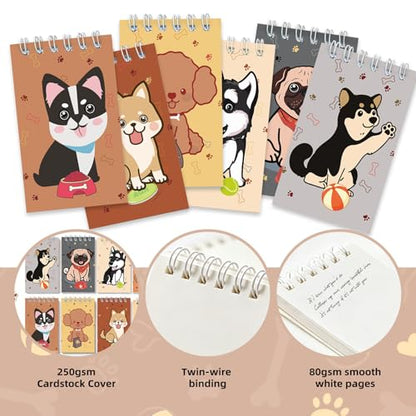 Mini Notebooks Bulk, 24 Pack Cute Animal Small Spiral Notepads Pocket Memo Pads for Classroom Prizes, Office Supplies (Dog)