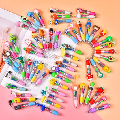 100Pcs Mini Multicolor Pens in One 4-in-1, Cute Pens Bulk for Party Favors and Birthdays, Delightful Ballpoint Pen Gifts Classroom Student Prizes (100pcs) - style: 100pcs