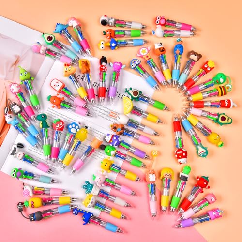 60Pcs Mini Multicolor Pens in One 4-in-1, Cute Pens Bulk for Party Favors and Birthdays, Delightful Ballpoint Pen Gifts Classroom Prizes (60pcs) - style: 60pcs