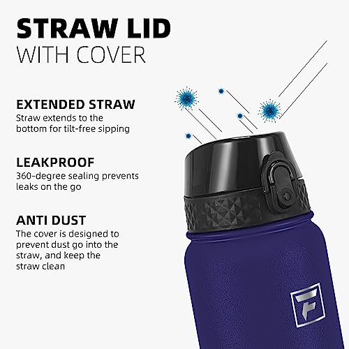 Fanhaw 20 Oz Kids Insulated Stainless Steel Water Bottle with Straw Lid, Leakproof & Anti-Dust Everyday Use Bottle for School, Women & Men, Back to School Essentials (Purple Green) - color: Purple Green, style: 20 Ounces