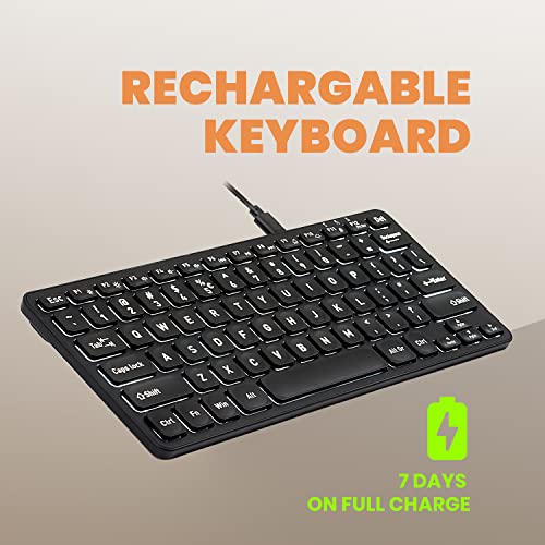 Perixx PERIBOARD-732B Wireless Backlit Mini Keyboard - X Type Scissor Keys - White Backlit - US English,Black,11950 - style: Wireless Backlit