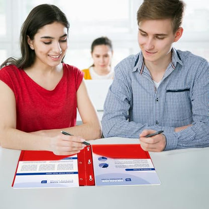 6-Pack Plastic Folders with Pockets and Prongs, 2-Pocket Folders with 3 Fasteners, Holds 8-1/2" x 11" Paper for School/Office/Home, Red - color: Red, size: 6-Pack