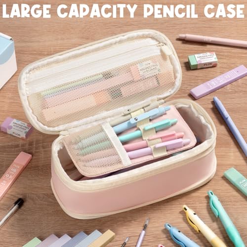 65PCS Aesthetic School Supplies Back to School Supplies Cute Stationary Set | College Essentials Kit with Pencil Case, Pastel Highlighters Gel Pens Mechanical Pencil Set 0.5 0.7 & 2.0mm for Student Girls - color: Sunflower