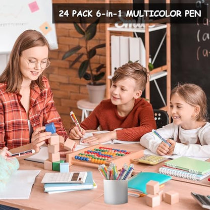 DAIKOYE Ballpoint Pens 24 PCS 0.5mm 6-in-1 Multicolor Ballpoint Pens School Supplies Birthday Party Favors Gifts for Students