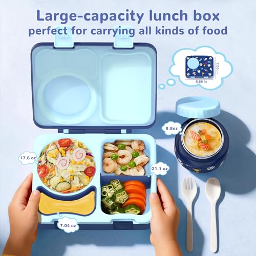 Bento Lunch Box for Kids Adult, Leakproof 3-4 Compartment Bento Box Set with Insulated Food Jar,Water Bottle, Lunch Bag, School Lunch Container for Toddler Teen Girls Boys Ages 3+(Football) - color: Football