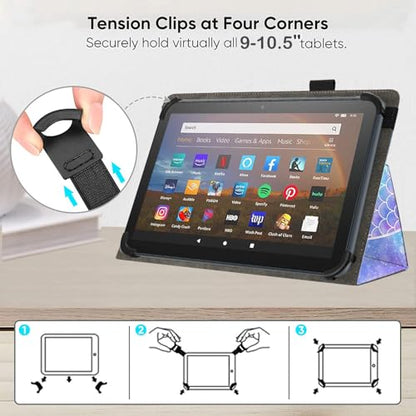 Universal 10 10.1 Inch Android Tablet Case,Slim Folding Stand Cover for All 9"-10.5" Touchscreen Tablet Case with Stylus Pen Holder,Mermaid - color: Mermaid