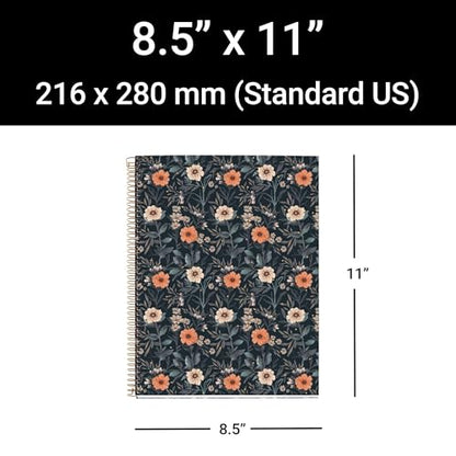 Miquel Rius M Fashion 4 Subject Notebook, Lined 11" x 8.5" Heavyweight Paper, 120 Sheets (Subjects Separated by color), 3 Hole Punched, Micro-Perforated, British Bloom Cover