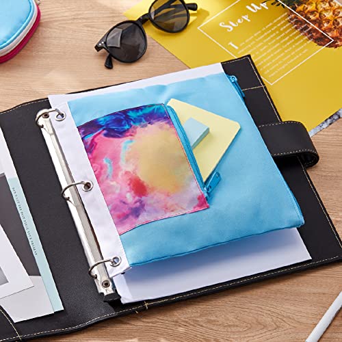 It's Academic Pencil Pouch for 3-Ring Binder, 2-Pockets with Zipper, for School Supplies, Large & Mini Pouch, Palm Tree & Watercolor Design, 2-Pack - color: Light Blue/Teal