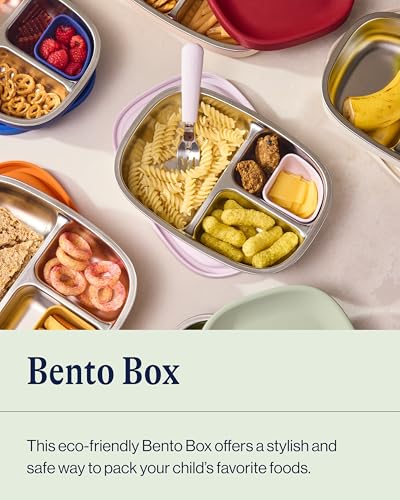 Lalo Bento Box - Dishwasher Safe, Easy to Open & Clean Silicone & Stainless Steel Lunch Box for Kids, Portable for Daycare - Blue Raspberry - color: Blue Raspberry