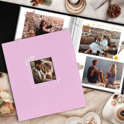 Lanpn Scrapbook Photo Album 8.5x11, Linen Window Design Cover Top Load 3 Ring Folder Binder Photobook Photo Book 8.5 x 11 inch with 30 Plastic Sleeves 60 Pages Pink - color: Pink, size: 8.5x11"