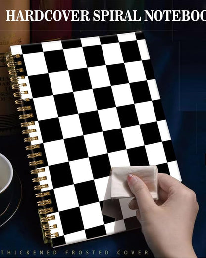 Spiral Journal Notebook,A5 Hardcover Lined Journals for Women Girl 6 x 8.3 in,120 Pages Thick Paper,Cute College Ruled Writing Notebook for Gifts Office Work School(Black White Checkered Plaid) - color: Black White Checkered Plaid