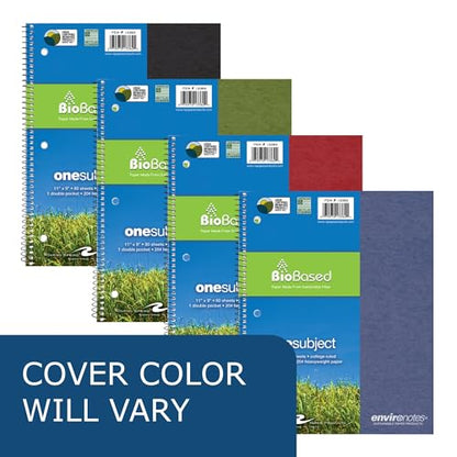 ROARING SPRING Environotes College Ruled Spiral Notebook, 1 Subject Recycled School Notebook with Storage Pocket, 11" x 9", 80 Perforated Sheets 20 lb Paper, 3 Hole Punched, Made in USA - size: 11" x 9" 80 Sheets (Pack of 1)