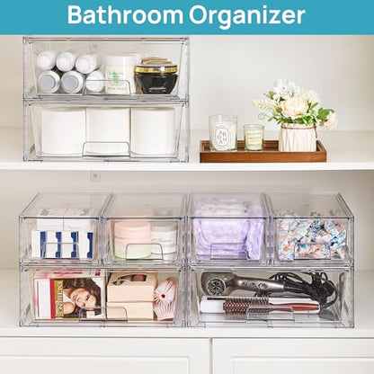 Vtopmart 5pack Easily Clear Storage Dawers - style: 3 Wide+2 Small