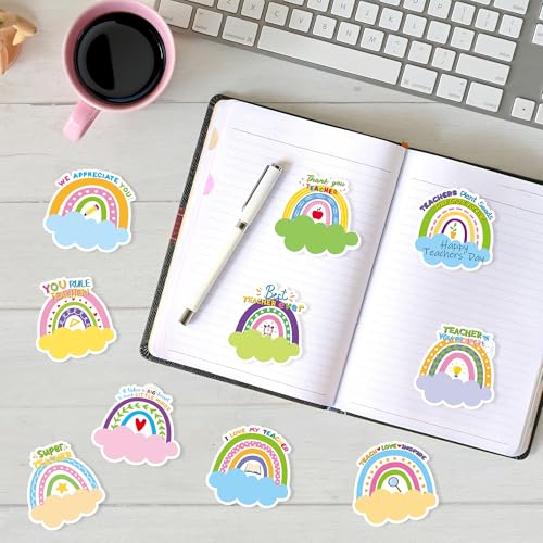 Xqumoi 30 Pack Boho Rainbow Teacher Sticky Notes - Spring Self Sticky Notepads Writing Memo Pads Teacher Appreciation Gift Back to School Office Supplies Birthday Party Favors Goodies Bag Fillers - style: Boho Rainbow (Teacher)