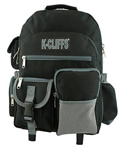 K-Cliffs Heavy Duty Rolling Backpack School Bookbag with Wheels Deluxe Wheeled Daypack - color: Black