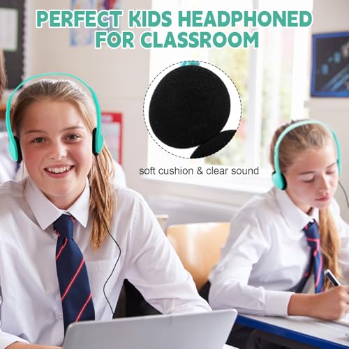 Konohan 30 Pack Headphones Bulk Headphone for School Classroom Student Wired Headphones Adjustable with 3.5 mm Jack for Adults (Emerald Green) - color: Emerald Green
