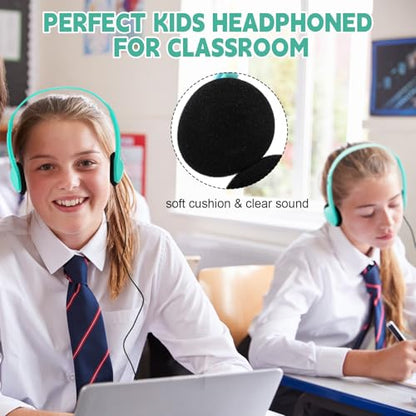 Konohan 30 Pack Headphones Bulk Headphone for School Classroom Student Wired Headphones Adjustable with 3.5 mm Jack for Adults (Emerald Green) - color: Emerald Green