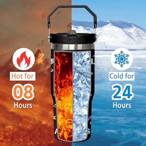 Queen Hero 30 oz Axolotls Tumbler with Handle, Large Insulated Tumbler with Flip & Straw Coffee Mug Cup Stainless Steel Gifts for Women Men Youth - color: Axolotls
