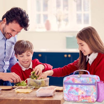 RHCPFOVR Kids Lunch Bag - Insulated Lunch Box for Boys Girls,Washable Lunch Bag and Reusable Toddler Leak-proof Lunchbox for School and Daycare - color: Galaxy