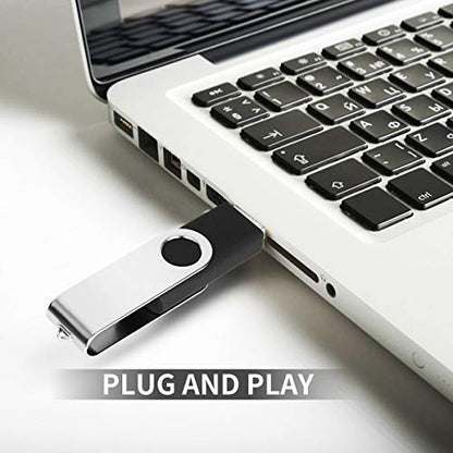 100Packs 8GB Flash Drive Bulk EASTBULL FAT32 USB2.0 Thumb Drive (Black) | Swivel Thumb-Drives Pack 8G USB Drive Bulk Pen Drive with 100 Lanyards for Data Storage - size: 8GB, style: 100Pack