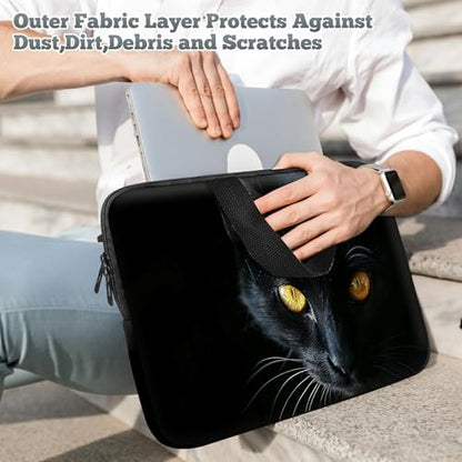 Laptop Sleeve Case Bag 13 inch, Black Cat with Golden Eyes Slim Carrying Case Durable Handbag Travel Laptop Bag for 13 inch MacBook Air M3/M2/Pro M2/ 13" iPad Pro/Air M4/M2 2024 - color: Black Cat With Golden Eyes, size: 13 inch