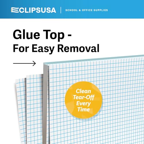 E-CLIPS USA Graph Paper Pad, Graph Paper Notebook, 4 x 4 An Inch Quad Ruled Graph Paper Pad, Graph Paper Pads 8.5 x 11, Drafting Paper, 50 Sheets Per Pad (48 Pack) - size: 48 Pack