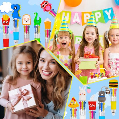 CZWZ 12Pcs Mini Multicolor Pens in One 4-in-1 Cute Pens Bulk, Fun Kawaii Ballpoint Pens for Birthdays and Party Favors Gifts Teacher School Supplies - style: 12Pcs