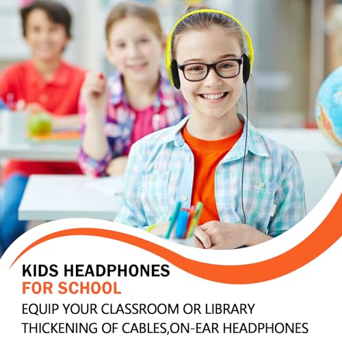 USB Type C Kids Headphones Bulk 5 Pack for School Classroom Students, On-Ear USB C Wired Headset Class Set Compatible with Chromebook Computer Laptop (HY857C,5 Mixed)