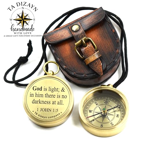 For I Know The Plans I Have For You, Jeremiah 29:11, Solid Brass Directional Engraved Compass, Baptism Gifts for Boys Girls, First Communion, Christian Gifts for Men, First Confirmation Gifts for Boys - style: # God is Light-1 John 1:5