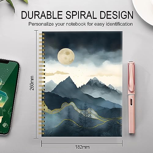 Spiral Journal Notebook for Women,A5 College Ruled Notebooks 6"x 8.4", 120 Pages Lined Journal with Premium Thick Paper,Perfect for School Office Home Gifts(abstract mountain cloud) - color: abstract mountain cloud