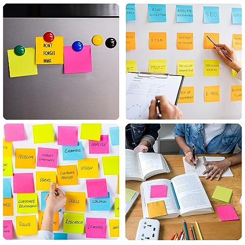 Woswel Sticky Notes Bulk 3 x 3 in, 60 Pads Adhesive Paper Memo, 85 Sheets/Pad, 6 Bright Colors, Self-Stick Notes, Easy to Post for Home, Office, School