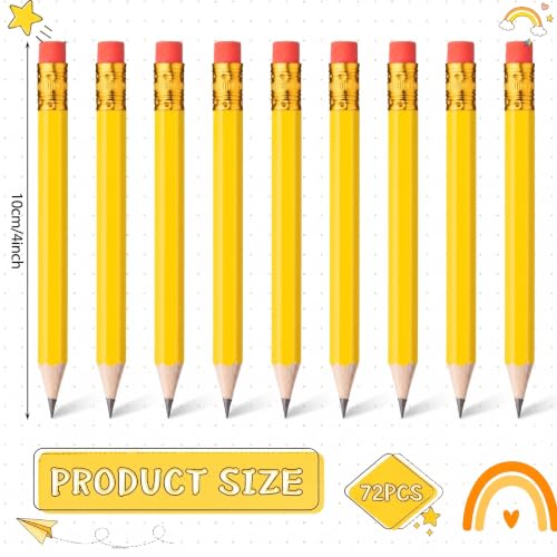 Outus 72 Pieces Golf Pencils Half Pencils with Eraser Mini Bulk Short #2 HB Pre Sharpened for Bridal Shower Wedding Office(Pale Yellow) - color: Pale Yellow