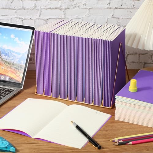 Handepo 100 Pack A5 Composition Notebooks Bulk 5"x8" Wide Ruled Purple Soft Cover Journals, 60 Pages Journals Bulk School Supplies for Students Classroom Office - color: Purple, size: A5