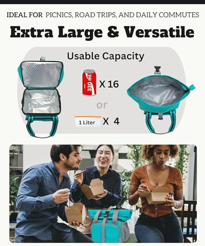 SUNNY BIRD Dual Compartment Lunch Bag Insulated Lunch Box for Women and Men (Turquoise Green) - color: Turquoise Green