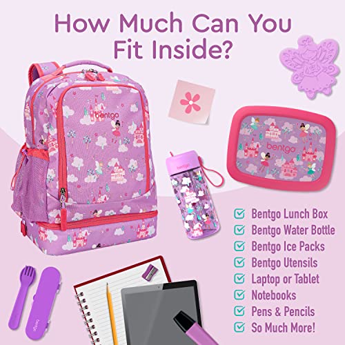 Bentgo Kids 2-in-1 Backpack & Insulated Lunch Bag - Durable 16” Backpack & Lunch Container in Unique Prints for School & Travel - Water Resistant, Padded & Large Compartments (Fairies) - color: Fairies
