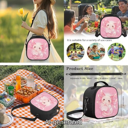 Kawaii Axolotl 5 Piece Kids Bookbag Set with Lunch Bag Pencil Case and Water Bottle Holder Large Capacity Backpack for School and Travel - color: Kawaii Axolotl-b