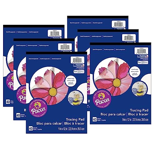 Art Street Prang Tracing Paper Pad, 9" x 12", Translucent, 40 Sheets Per Pad, 6 Pads (PAC103914-6)