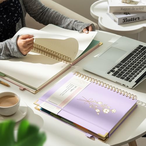 Ovesmusl 5-Subject Hardcover Spiral Notebook, 8.5" x 11", College Ruled | 240 college-ruled pages, 100 GSM paper, 5 removable dividers, inner pocket and protective metal corners