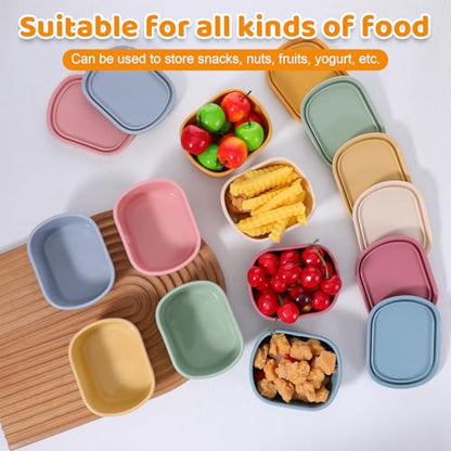 8 PCS 10 oz Silicone Snack Containers, Reusable Small Snack Container with Lids, Leak Proof Fruit Container for Lunch Food Storage Containers, Stackable for Meal Prep, Fruit, Freezer, Colorful