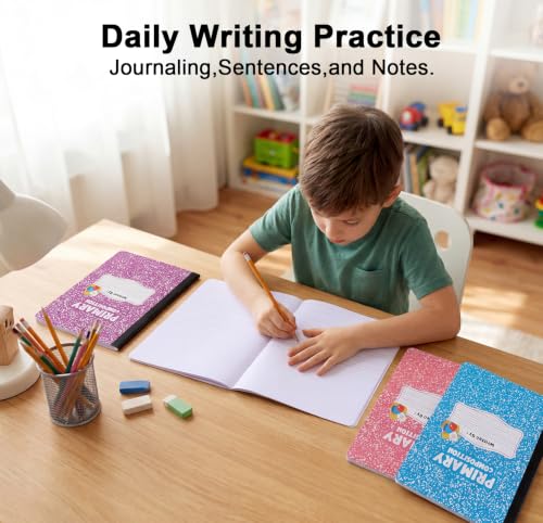 BESARME 24 Pack Primary Composition Notebook Bulk, K-2 Writing Journal Notebooks for Drawing and Story Practice, 9-3/4" x 7-1/2" Half Blank Books School Supplies for Classrooms