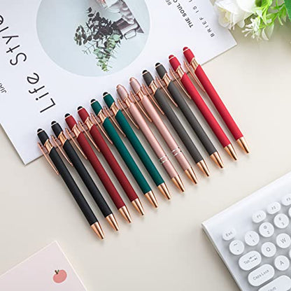 PASISIBICK 12 Pieces Ballpoint Pen with Stylus Tip, 2 in 1 Stylus Pens Stylish Pen, Metal Stylus Pen for Touch Screens, 1.0 mm Black Ink(Pack of 12) - color: 12 Pcs Stylus Pens-5