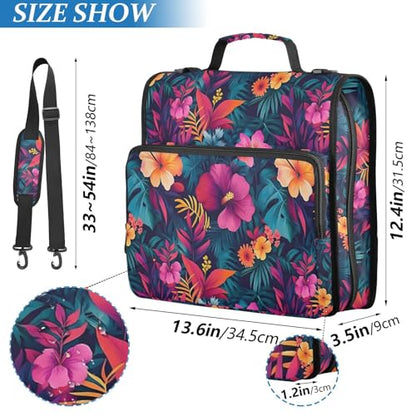 Orange Red Hibiscus Flower Zipper Binder 3 Ring with Handle and Shoulder Strap, 500 Sheet Binder Organizer Capacity & Multi-Pockets for School Office - color: A6718