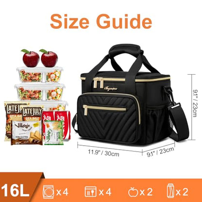 Insulated Lunch Bag Women,Girls Large Lunch Box Leakproof Lunch Tote Reusable Cooler Bag for Adult Work Picnic Hiking Beach - size: L