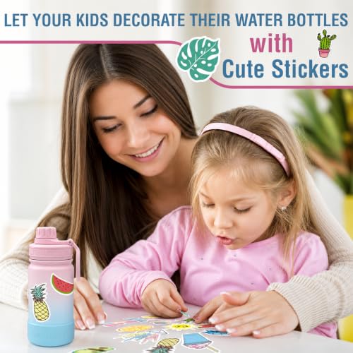 CHILLOUT LIFE 12oz Kids Insulated Stainless Steel Water Bottle with Leak Proof Straw Lid & 144 Stickers - color: Magic Blue, style: 12 oz