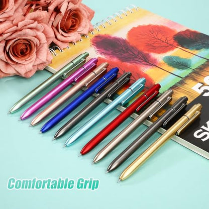 10 Pcs Black Gel Pens 0.5mm Gel Ink Pens Bulk Fine Point Quick Drying Pens | Smooth Writing, Retractable Roller Ball Gel Pen,Color ABS Case with Pocket Clip for Office Back-To-School Season - color: Multicolor