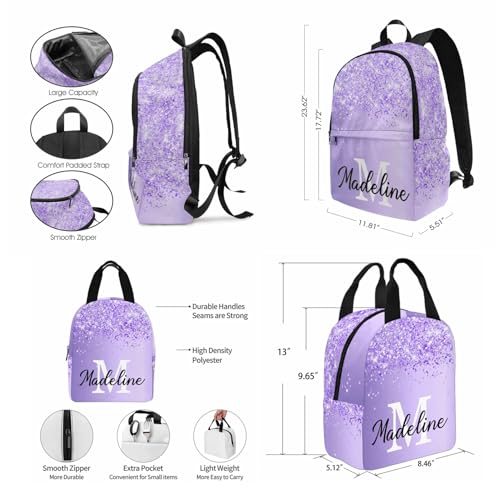 MyPupSocks Custom Backpack for Girls, Personalized Sparkle Glitter Monogram Bag Schoolbag Casual Daypack Customized Girls Lunch Box Bag Travel Laptop Bag Backpack for Kids Teens Travel Picnic - color: Multi 09
