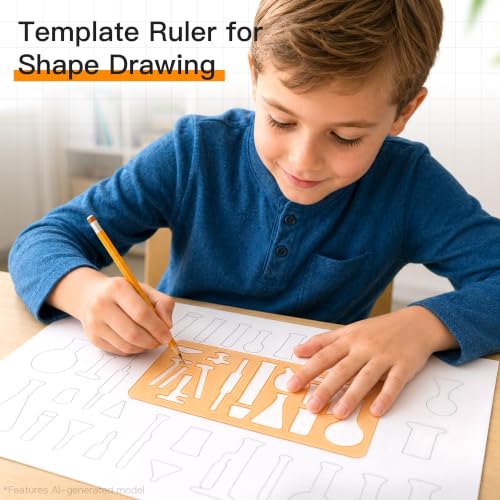 YPLUS Geometry Set, Protractor and Compass Set for Students, 11Pcs | Compass Drawing Tool with Metal Case, Protractor, Formula Card, Rulers, Mechanical Pen, School Supplies for Students - size: 1 Count (Pack of 11)
