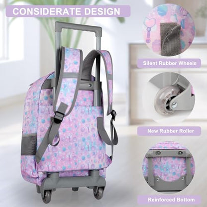 Tilami Rolling Backpack for Kids 18 Inch Double Handle Wheeled Bookbag for Boys & Girls for School & Travel,Pink shell - color: Pink Shell