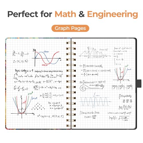 AHGXG Graph Grid Paper Notebook, 160 Pages, A5 Medium Size (5.7'' x 8.3''), 5 Squares per Inch, Hardcover, 100 GSM Thick Paper, for School, Students, Math, Engineering (Colourful Tree)